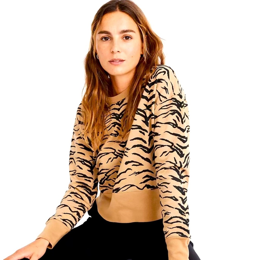 Madewell Tiger Striped Cropped Sweatshirt
